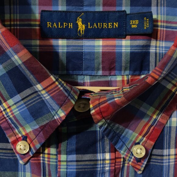 Ralph Lauren Blue & Red Plaid Long Sleeve Button Down Shirt Men's SIZE 3… - Picture 2 of 6